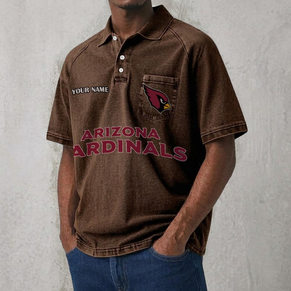 ARI x NFL Men's Distressed Turn-Down Collar Polo DATND TANTD 250526