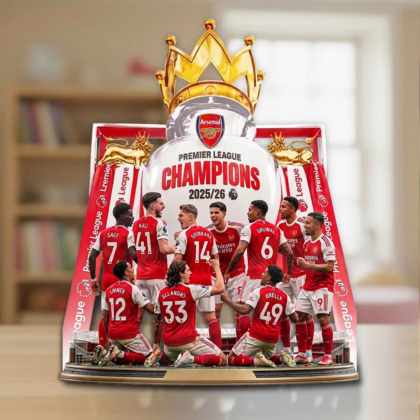ARS FC Premier League Champions 2526 Custom Shape Acrylic Plaque 2405 V2 DatND DVT