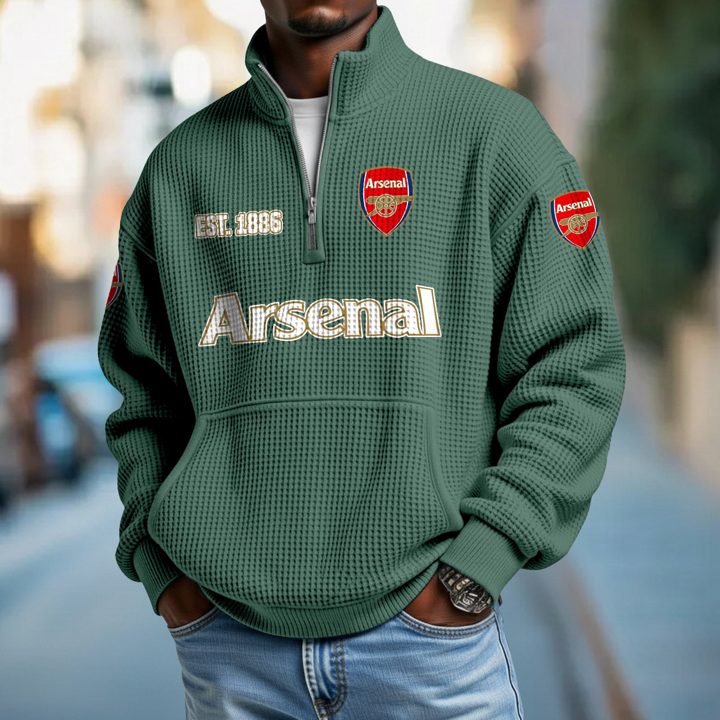 ARS FC Premier League Champions 2526 Waffle Stand Collar Half Zip SweatShirt 2905 DatND DVT