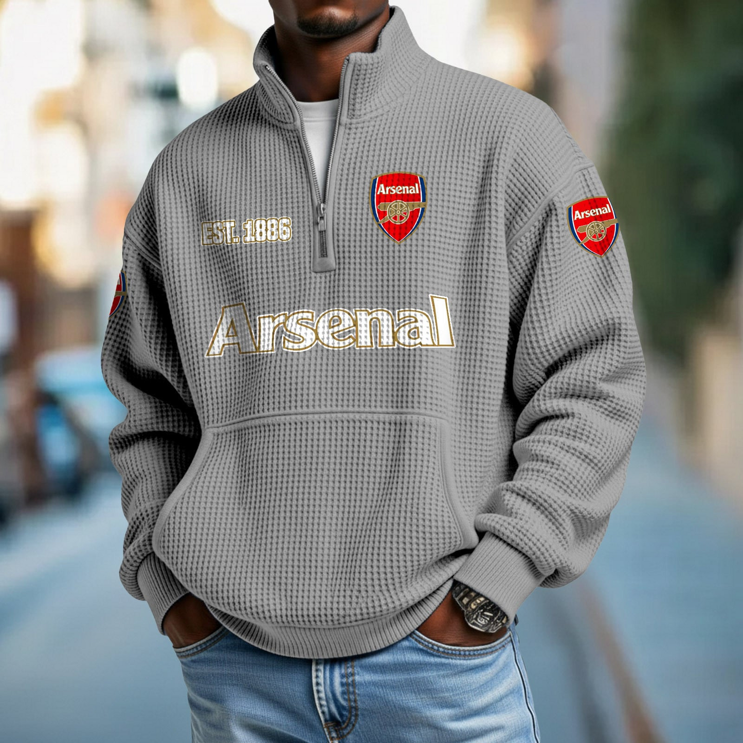 ARS FC Premier League Champions 2526 Waffle Stand Collar Half Zip SweatShirt 2905 DatND DVT