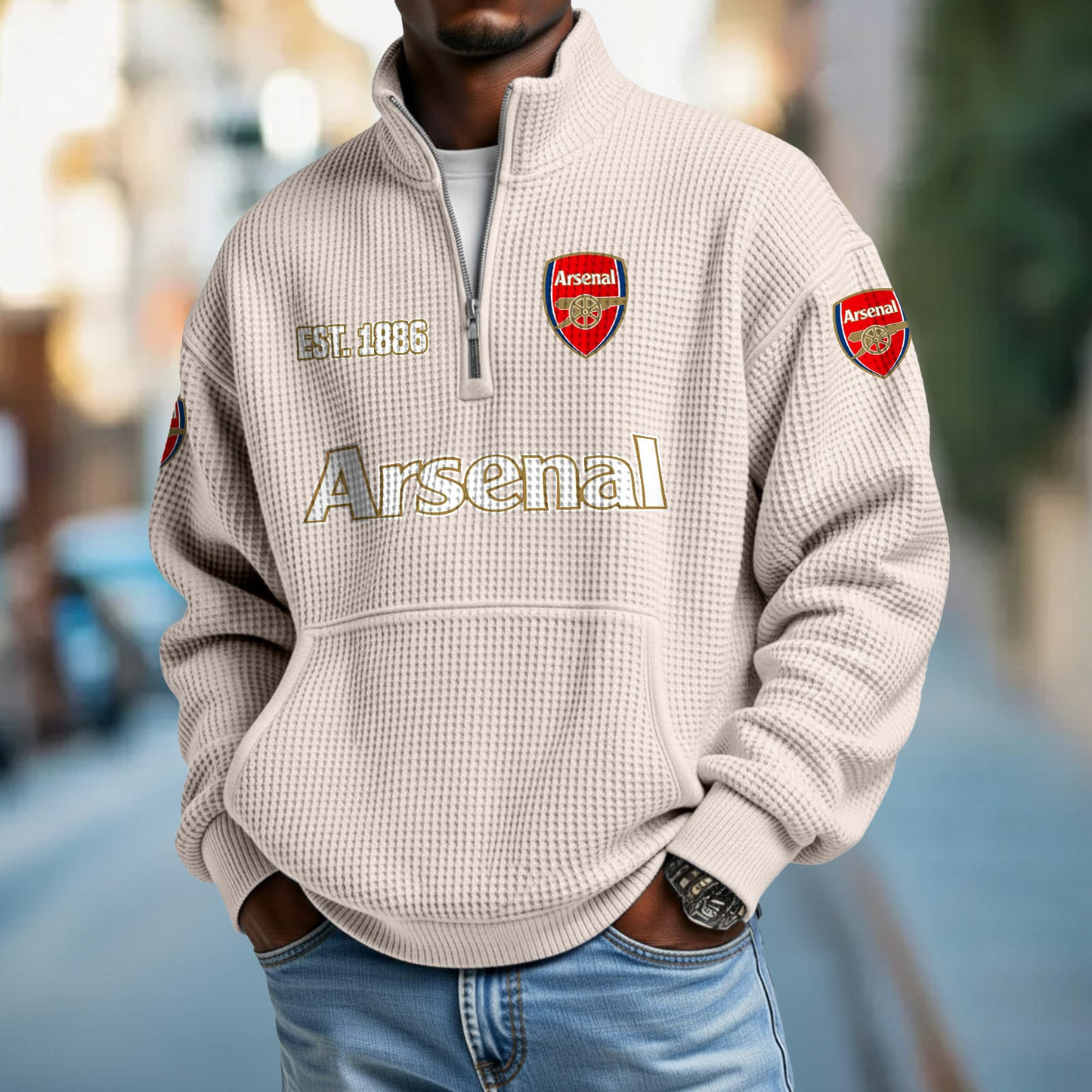 ARS FC Premier League Champions 2526 Waffle Stand Collar Half Zip SweatShirt 2905 DatND DVT
