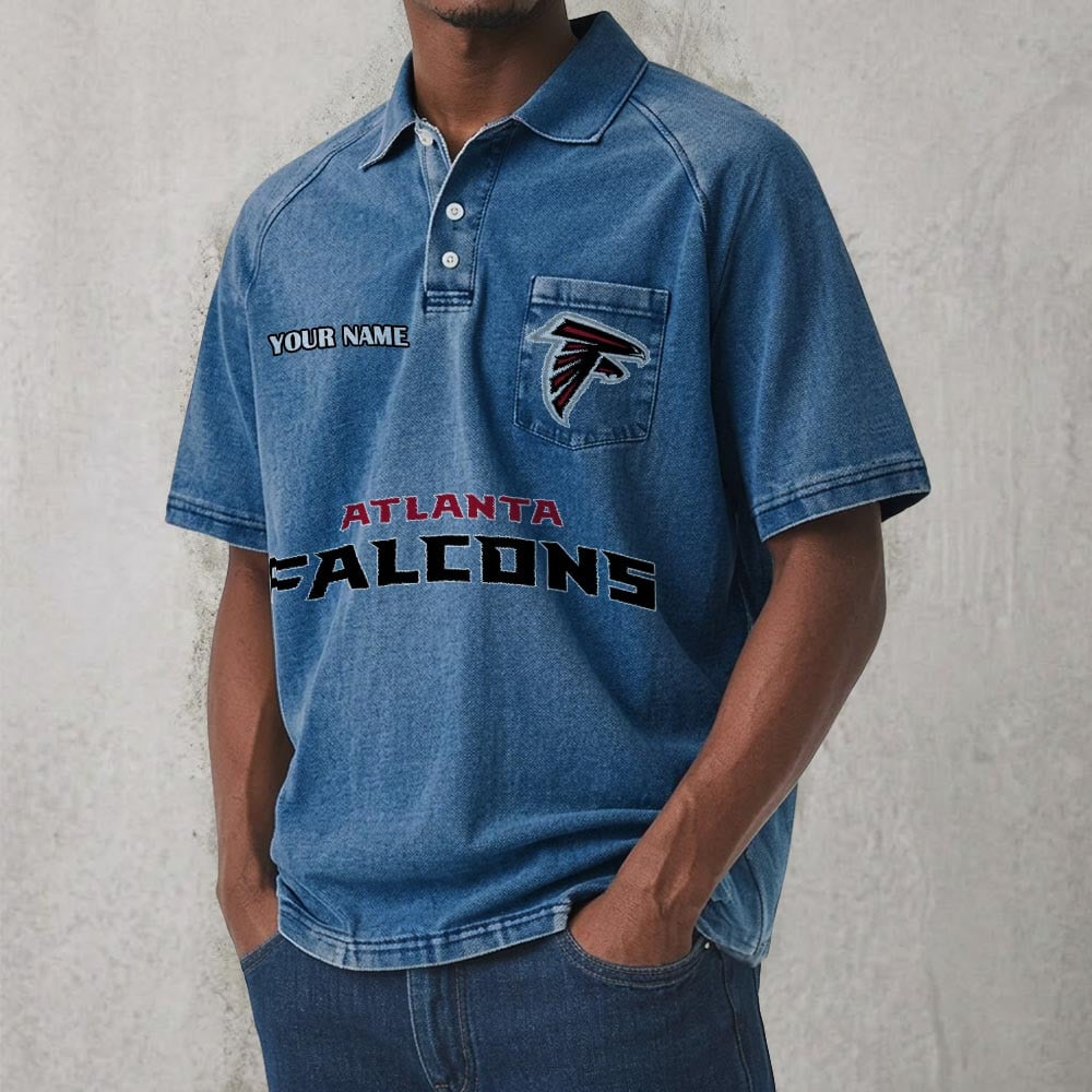 ATL x NFL Men's Distressed Turn-Down Collar Polo DATND TANTD 250526
