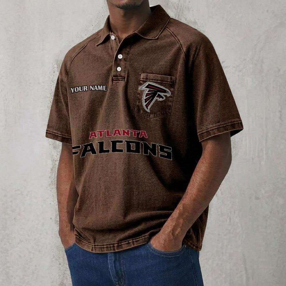 ATL x NFL Men's Distressed Turn-Down Collar Polo DATND TANTD 250526