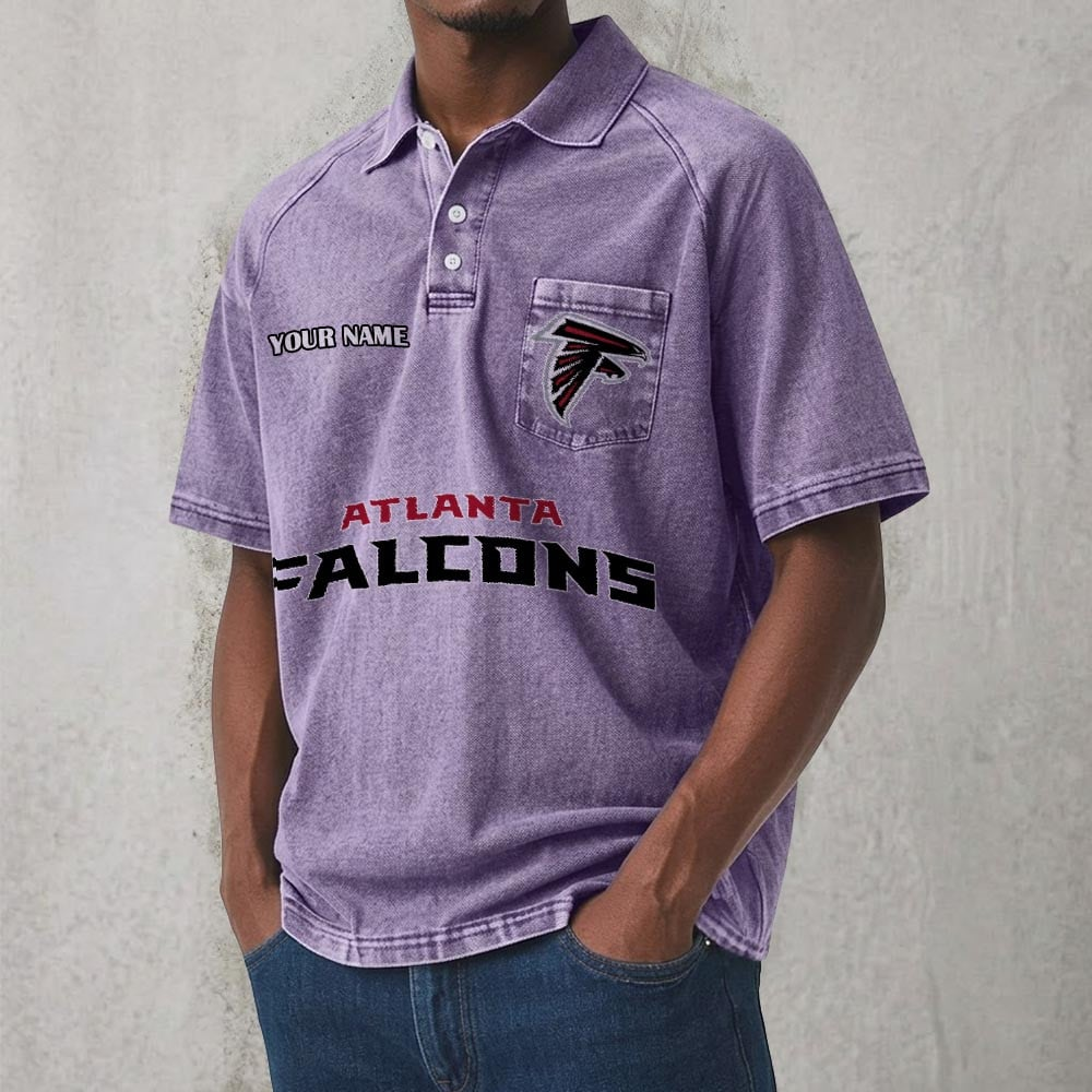 ATL x NFL Men's Distressed Turn-Down Collar Polo DATND TANTD 250526