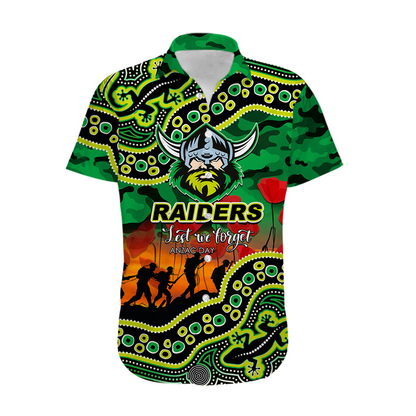 Anzac Day NRL - CBR Hawaiian Shirt Aboriginal Lizard Patterns LT6 DatND DVT