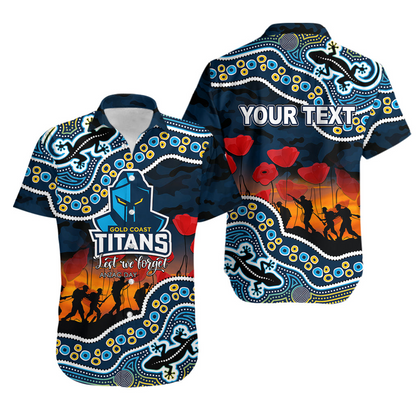 Anzac Day NRL - GLD Hawaiian Shirt Aboriginal Lizard Patterns LT6 DatND DVT