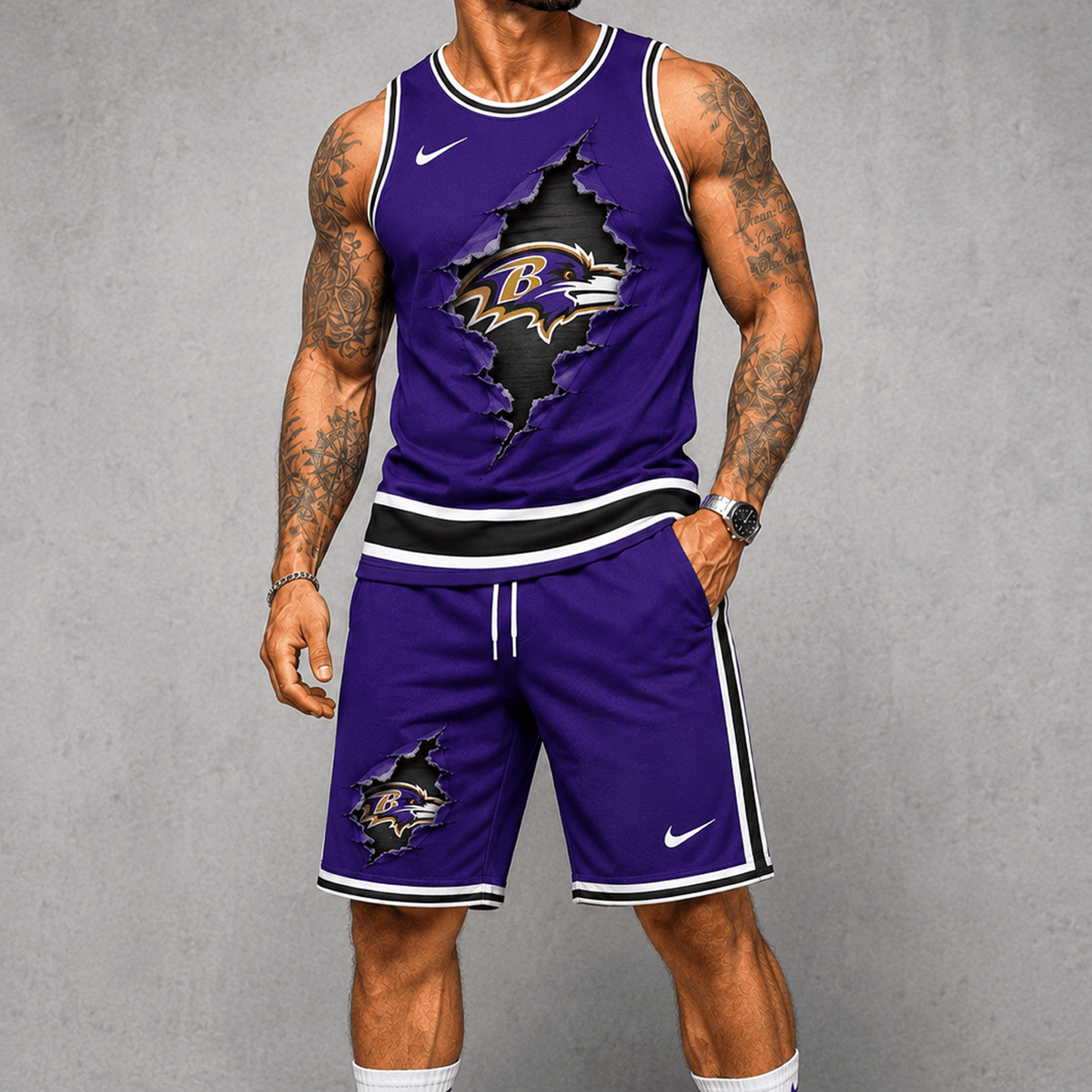 BAL Premium NFL Game Day Football Fan Tank Top and Shorts Set 1706