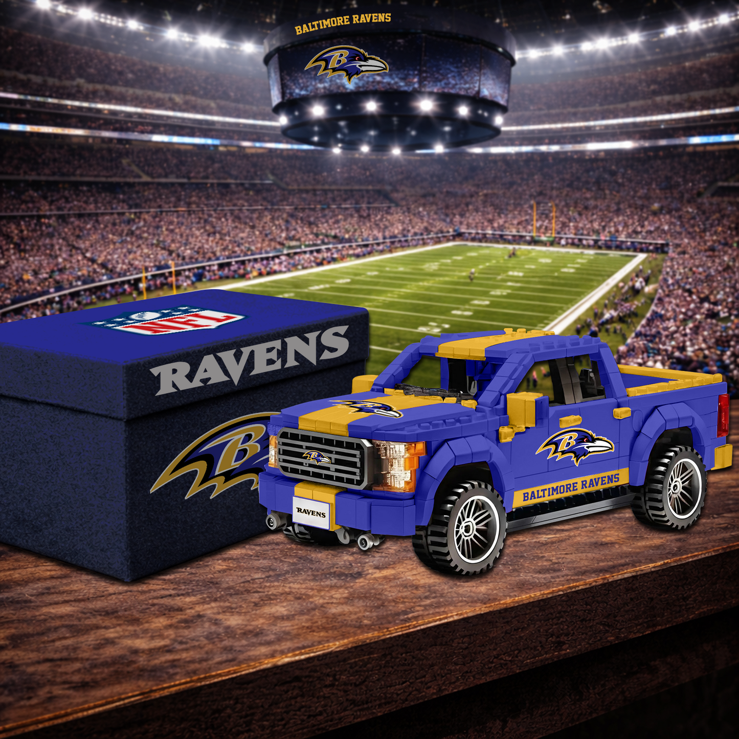 BAL X NFL Football-themed pickup truck building blocks 0703 NAK NHT