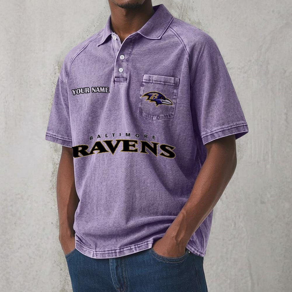 BAL x NFL Men's Distressed Turn-Down Collar Polo DATND TANTD 250526