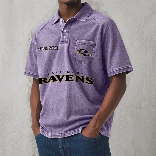 BAL x NFL Men's Distressed Turn-Down Collar Polo DATND TANTD 250526