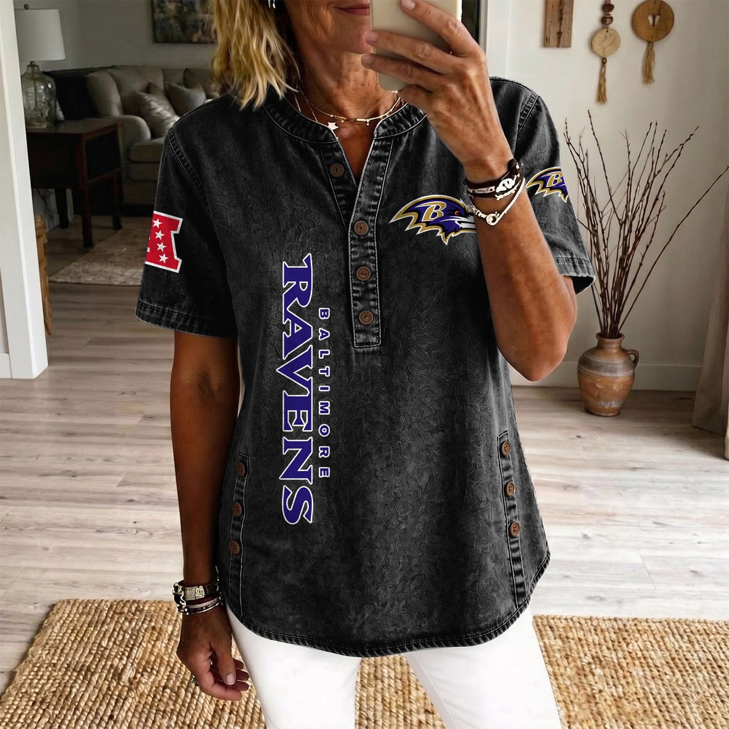 BAL x NFL Women‘s Denim Casual Tops DATND LBN 190526