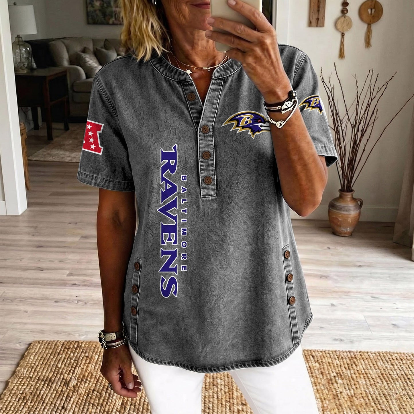 BAL x NFL Women‘s Denim Casual Tops DATND LBN 190526