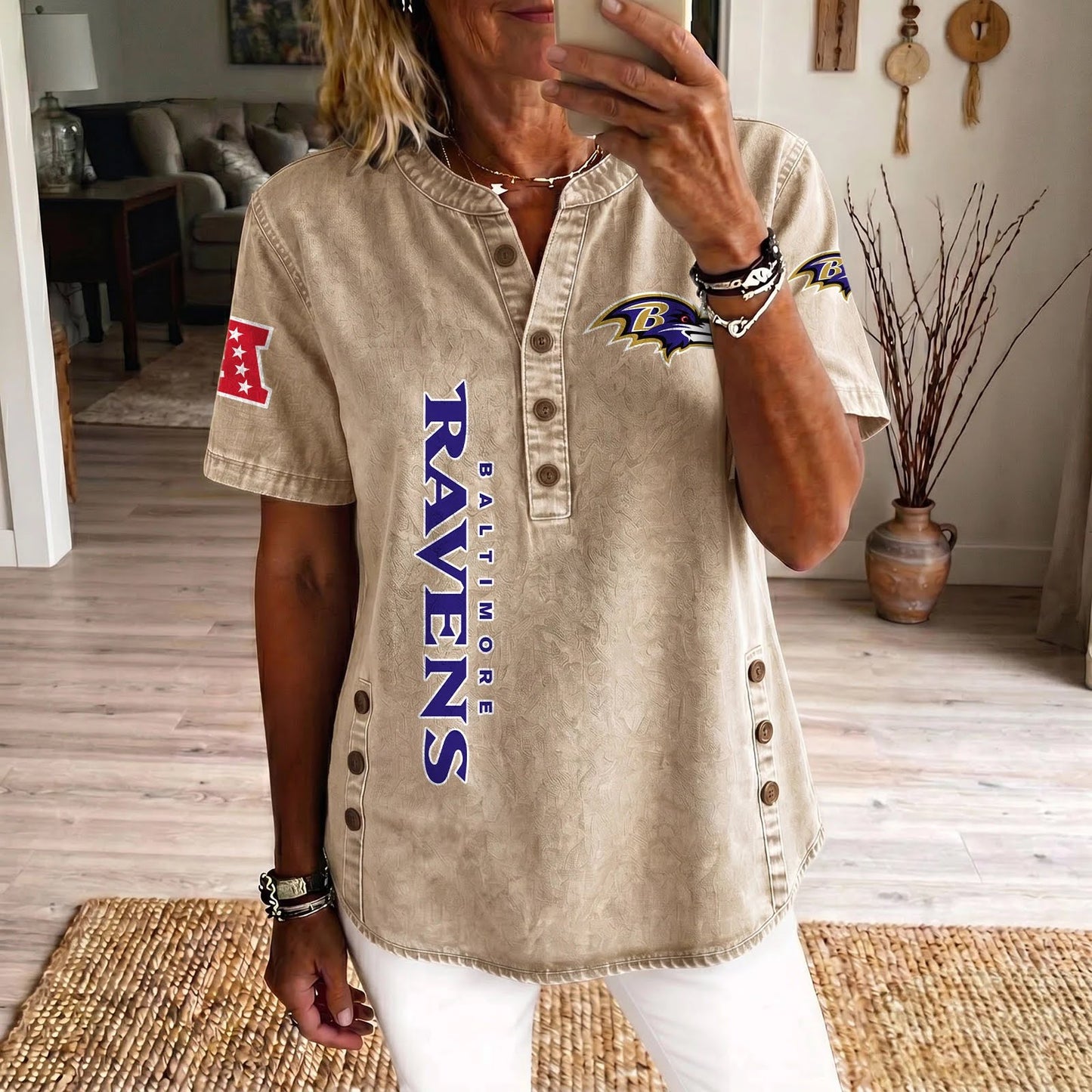BAL x NFL Women‘s Denim Casual Tops DATND LBN 190526