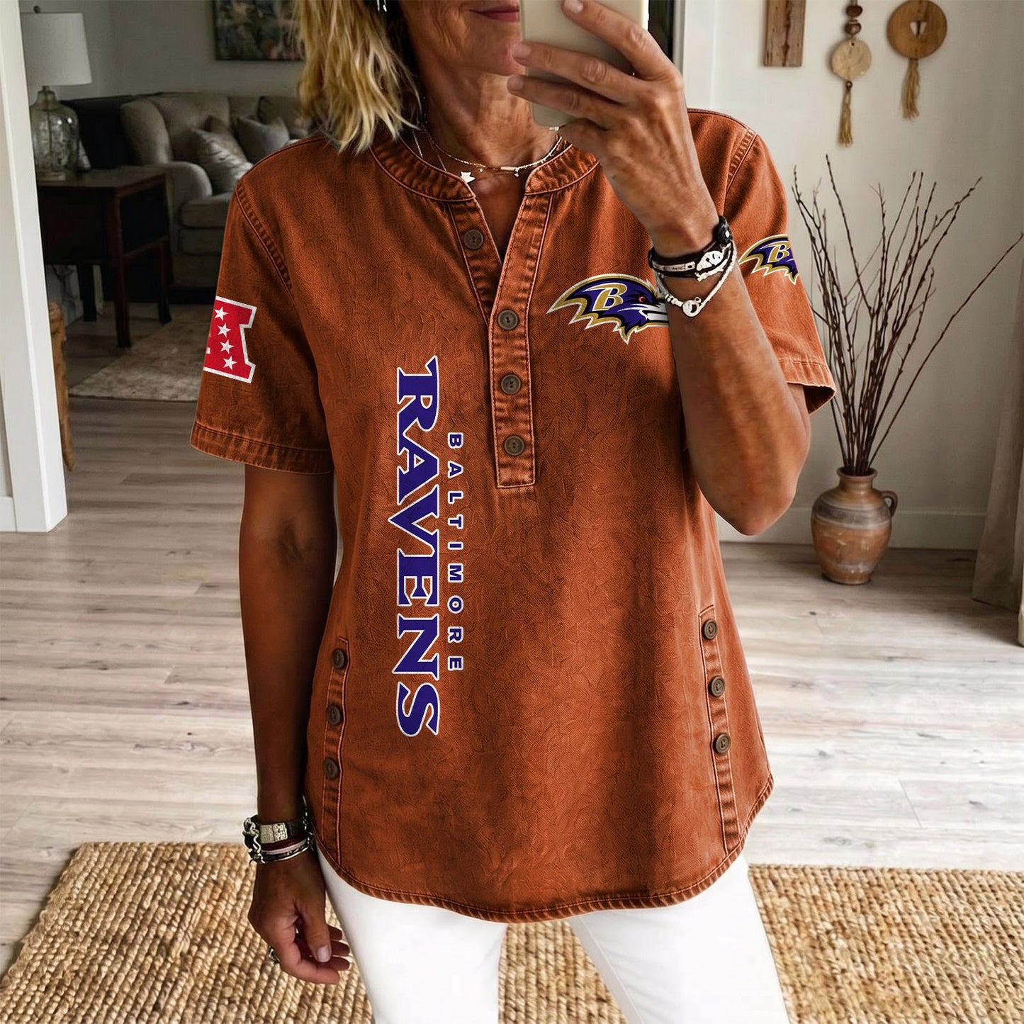 BAL x NFL Women‘s Denim Casual Tops DATND LBN 190526