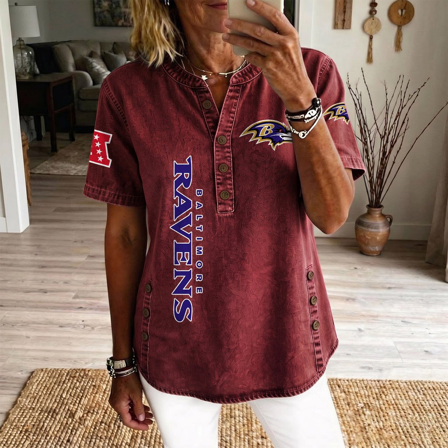 BAL x NFL Women‘s Denim Casual Tops DATND LBN 190526