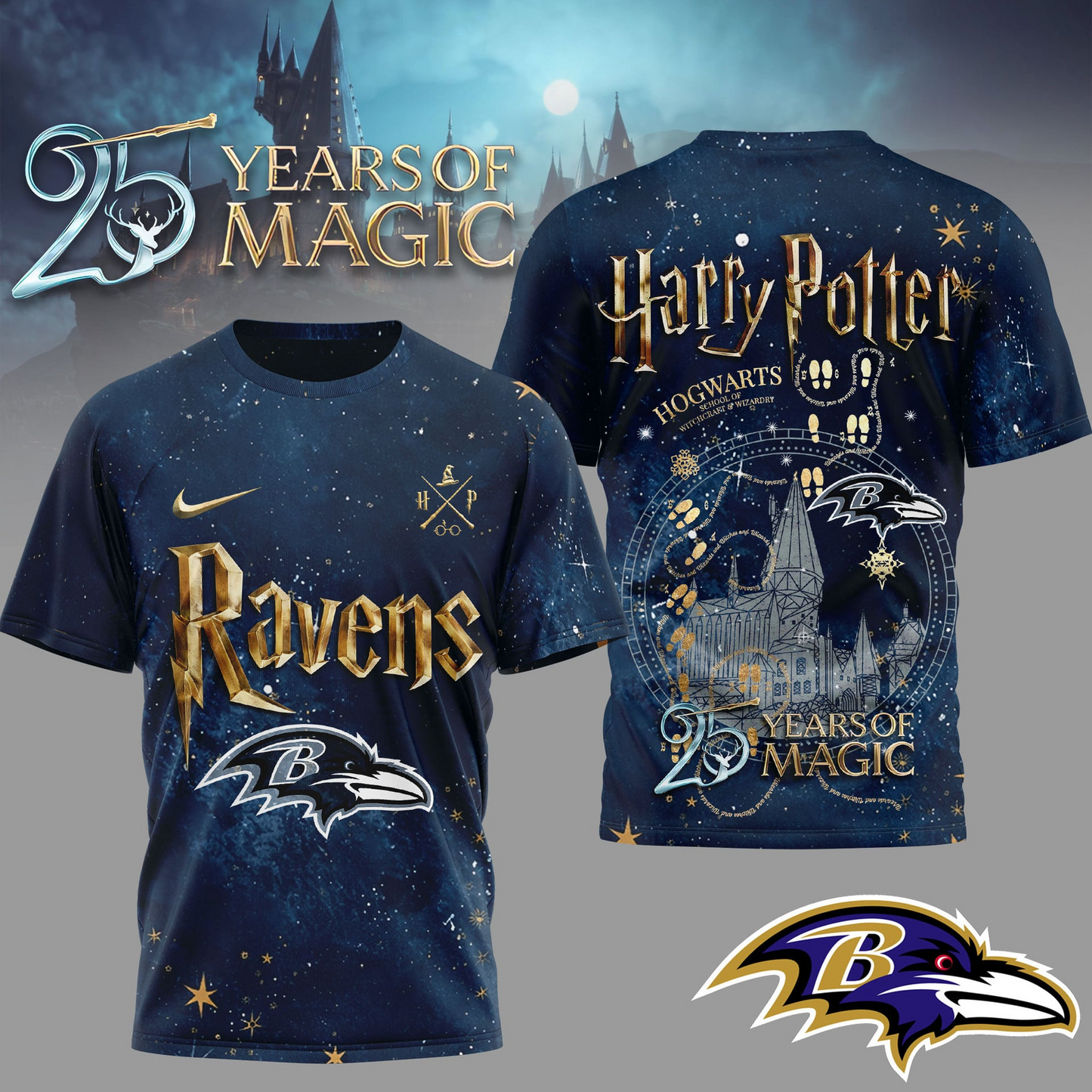 BR Premium NFL Harry Potter 25 Years Of Magic 3D Shirt DDT CTND