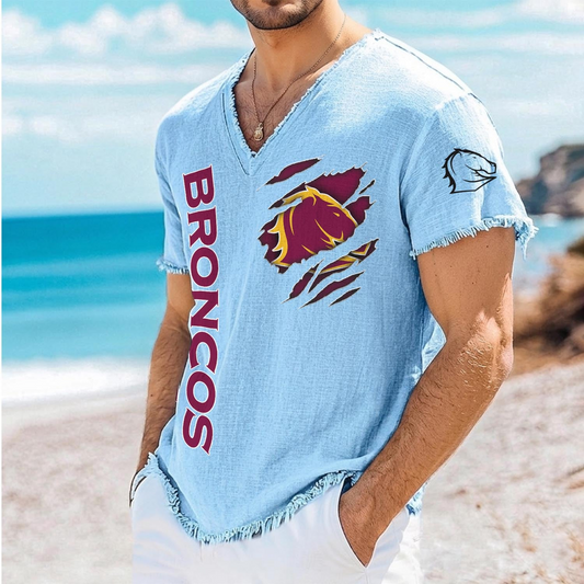 BRI x NRL V-Neck Linen Beach Shirt 1905 DatND DVT