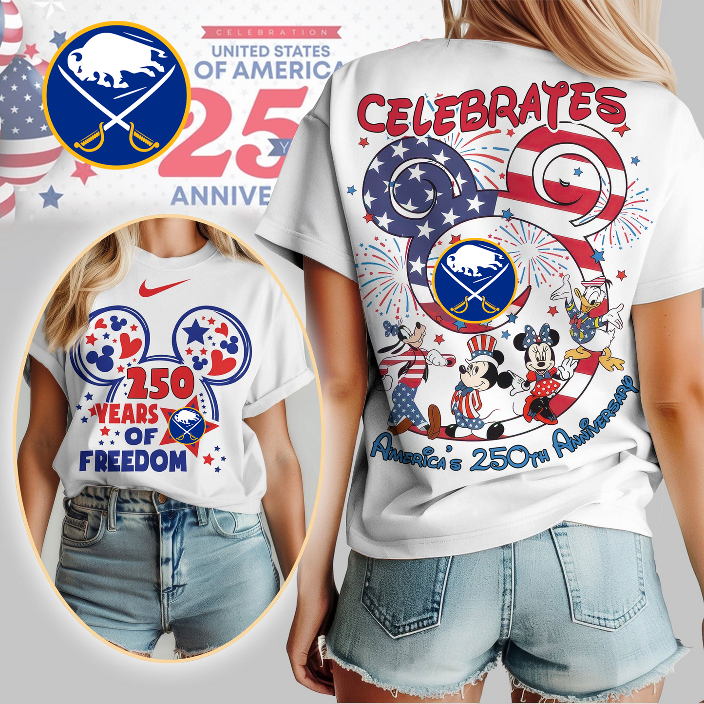 BS Premium NHL Mickey Celebrates America 250th Anniversary Women Shirt DDT CTND