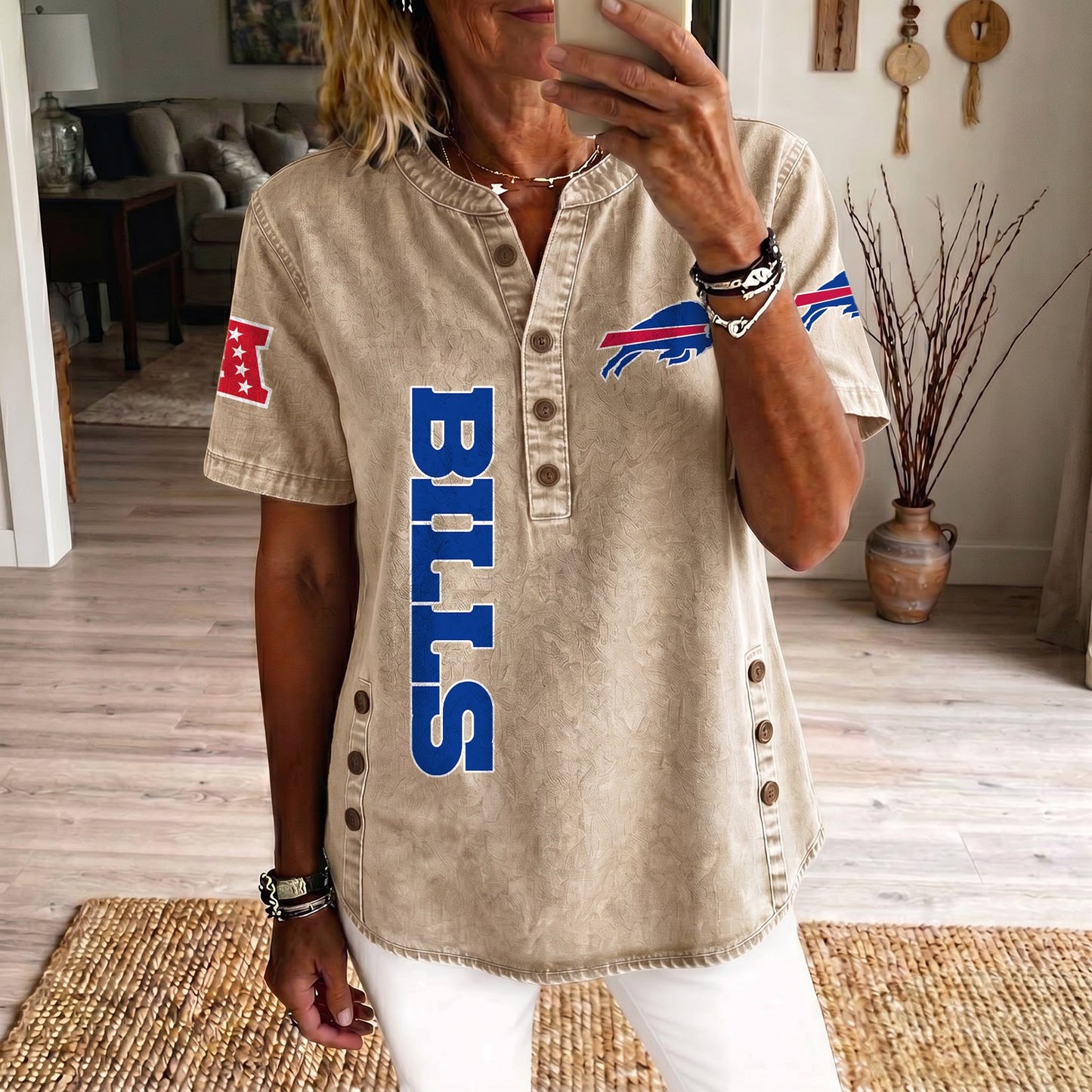 BUF x NFL Women‘s Denim Casual Tops DATND LBN 190526