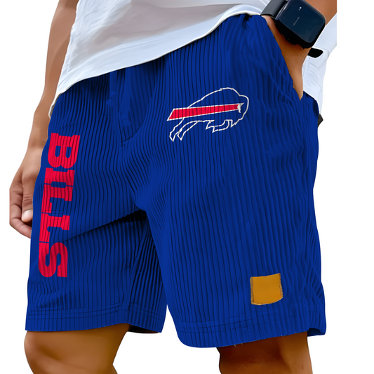 BUF x NFL Vintage Embroidered Logo Corduroy Stylish Lace-up Casual Shorts DATND TANTD 220526