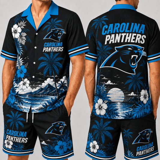 CAR x NFL Premium Championship Edition Hawaiian Shirt & Shorts Set Casual Summer Beachwear 1206