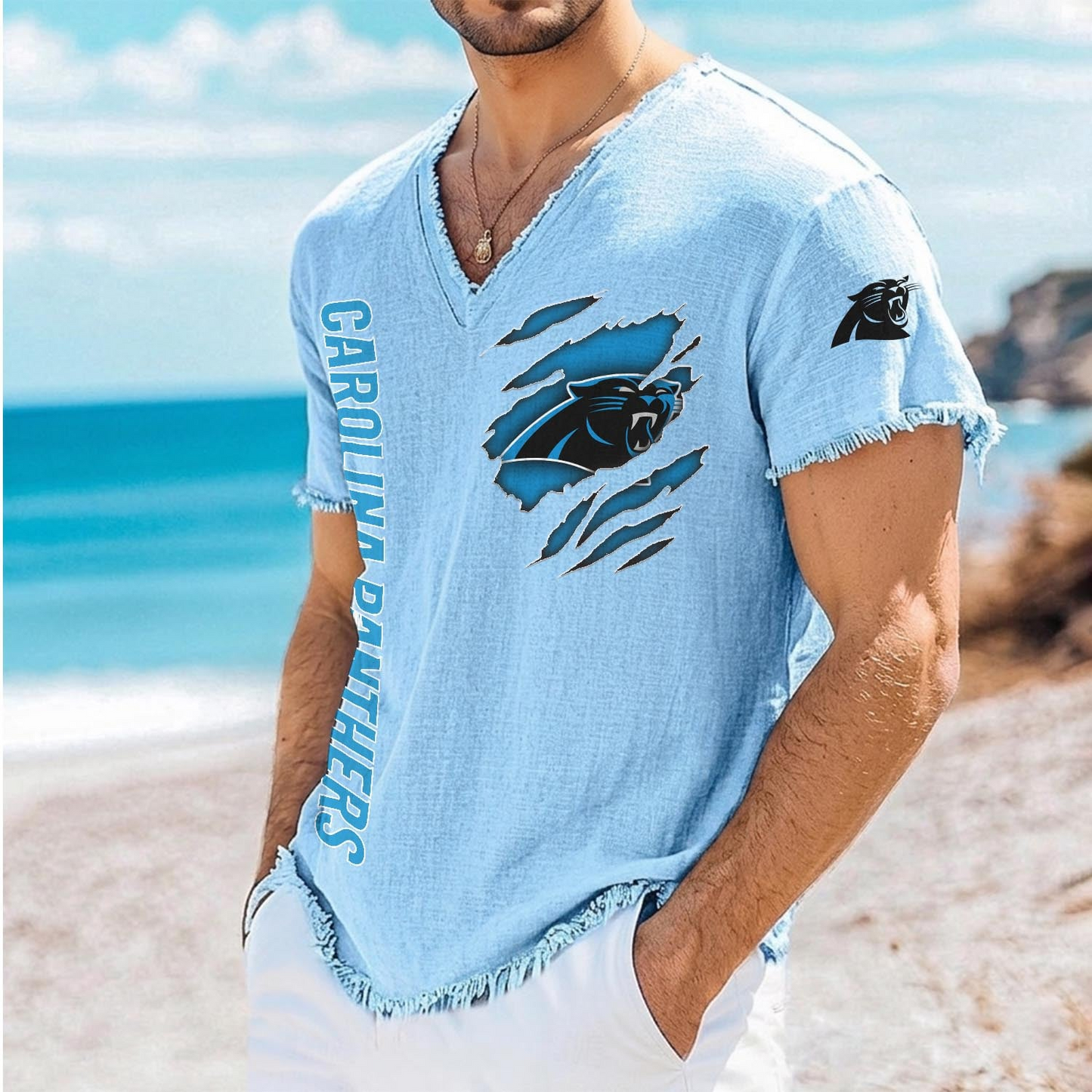 CAR x NFL V-Neck Linen Beach Shirt 1905 DatND DVT