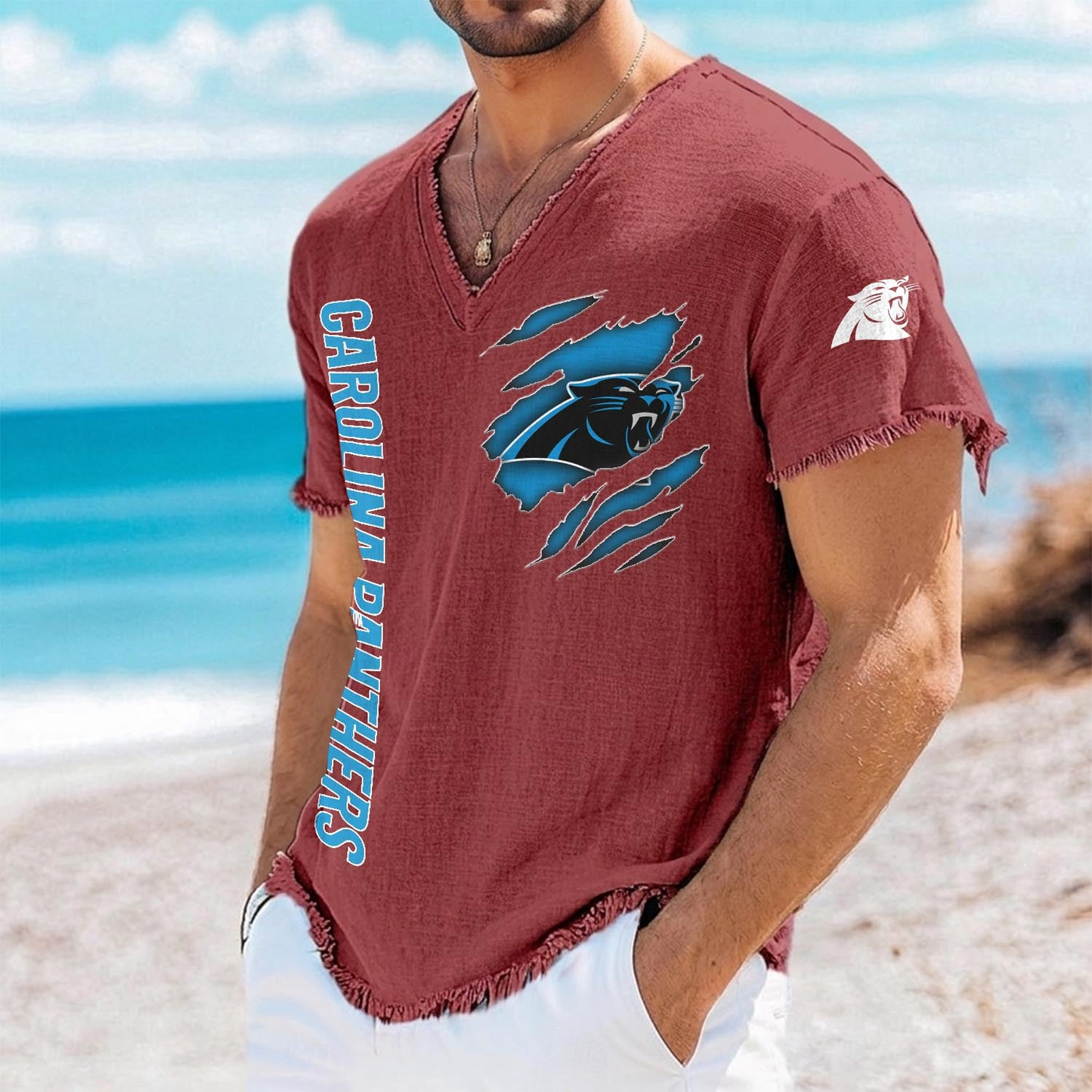 CAR x NFL V-Neck Linen Beach Shirt 1905 DatND DVT