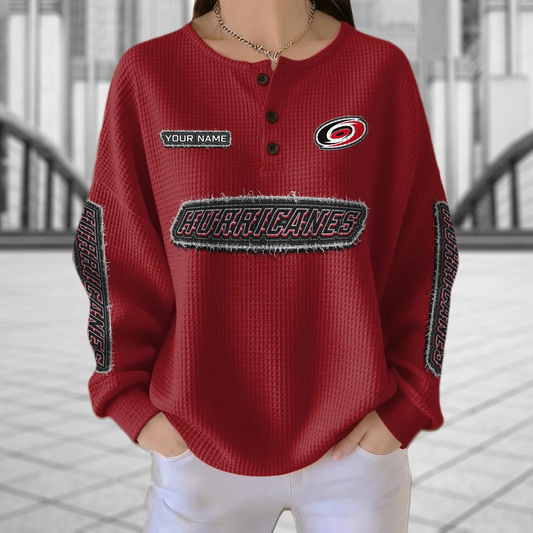 CAR x NHL Personalized Waffle Knit Henley Sweatshirt 2005 DatND DVT