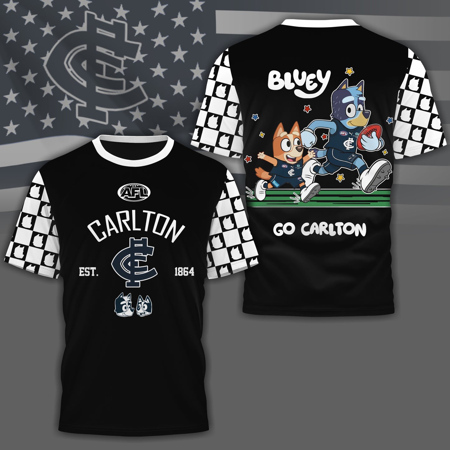 CB x AFL Premium Bluey 3D Shirt DDT TTTZ
