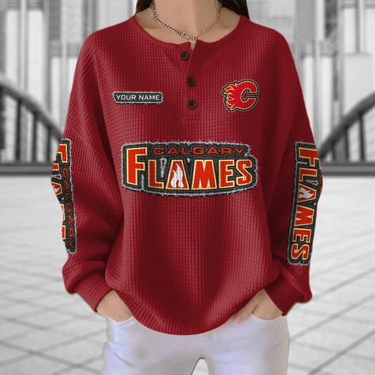CGY x NHL Personalized Waffle Knit Henley Sweatshirt 2005 DatND DVT