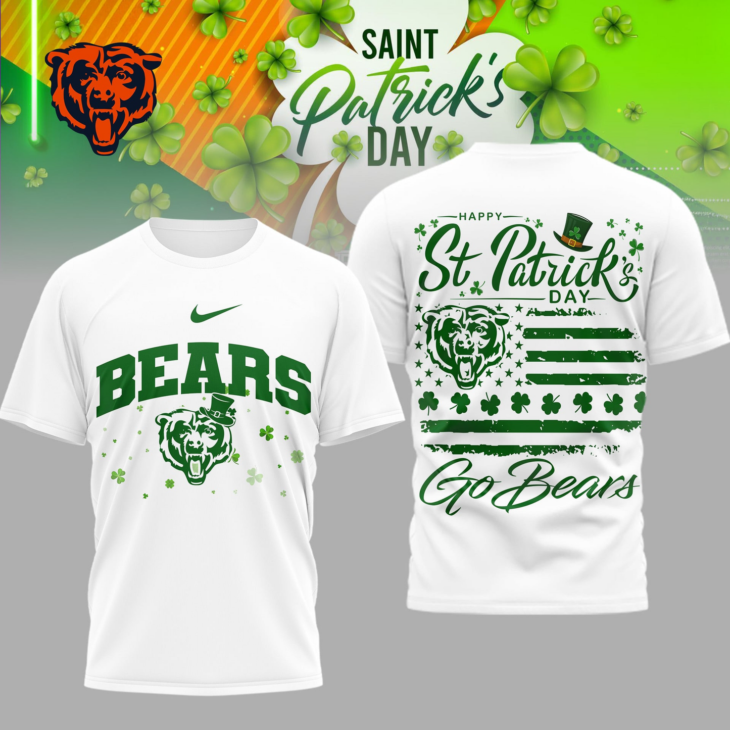 CHI Premium NFL St. Patricks Day 3D Shirt DDT CTND