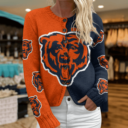 CHI x NFL Cardigan Sweatshirt With Button v1  DatND DVT