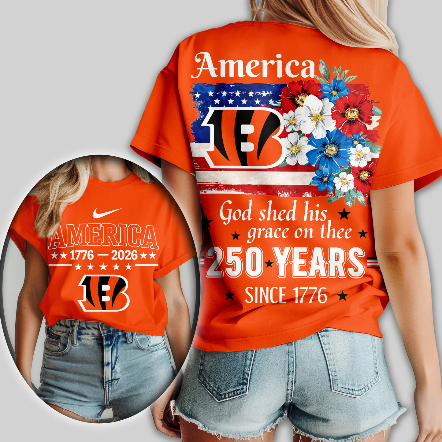 CIN Premium NFL America God Shed His Grace On Thee Women Shirt DDT  NTL