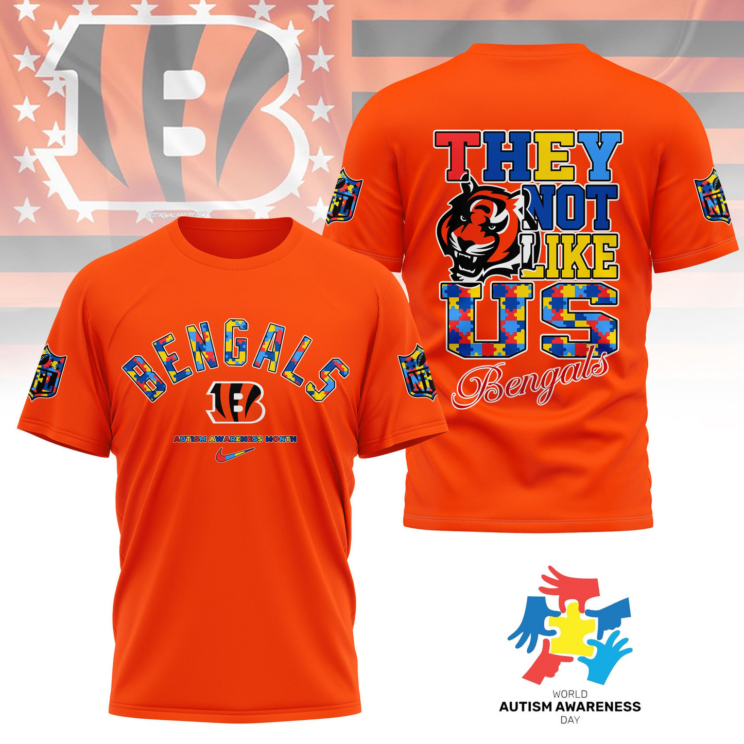 CIN Premium NFL Autism Awareness Month 3D Shirt DDT  NTL