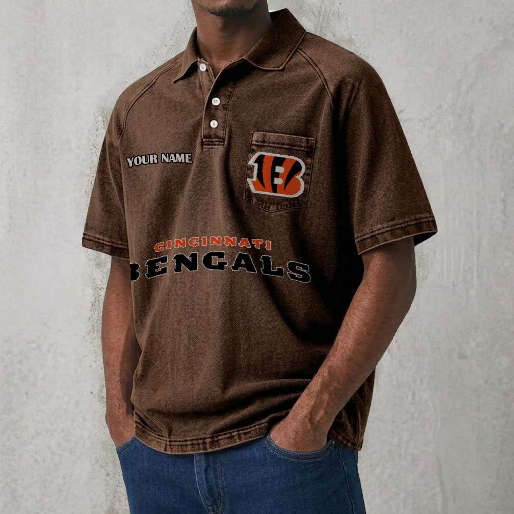 CIN x NFL Men's Distressed Turn-Down Collar Polo DATND TANTD 250526