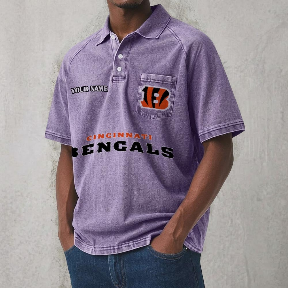 CIN x NFL Men's Distressed Turn-Down Collar Polo DATND TANTD 250526