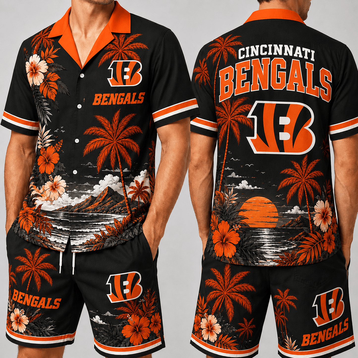CIN x NFL Premium Championship Edition Hawaiian Shirt & Shorts Set Casual Summer Beachwear 1206