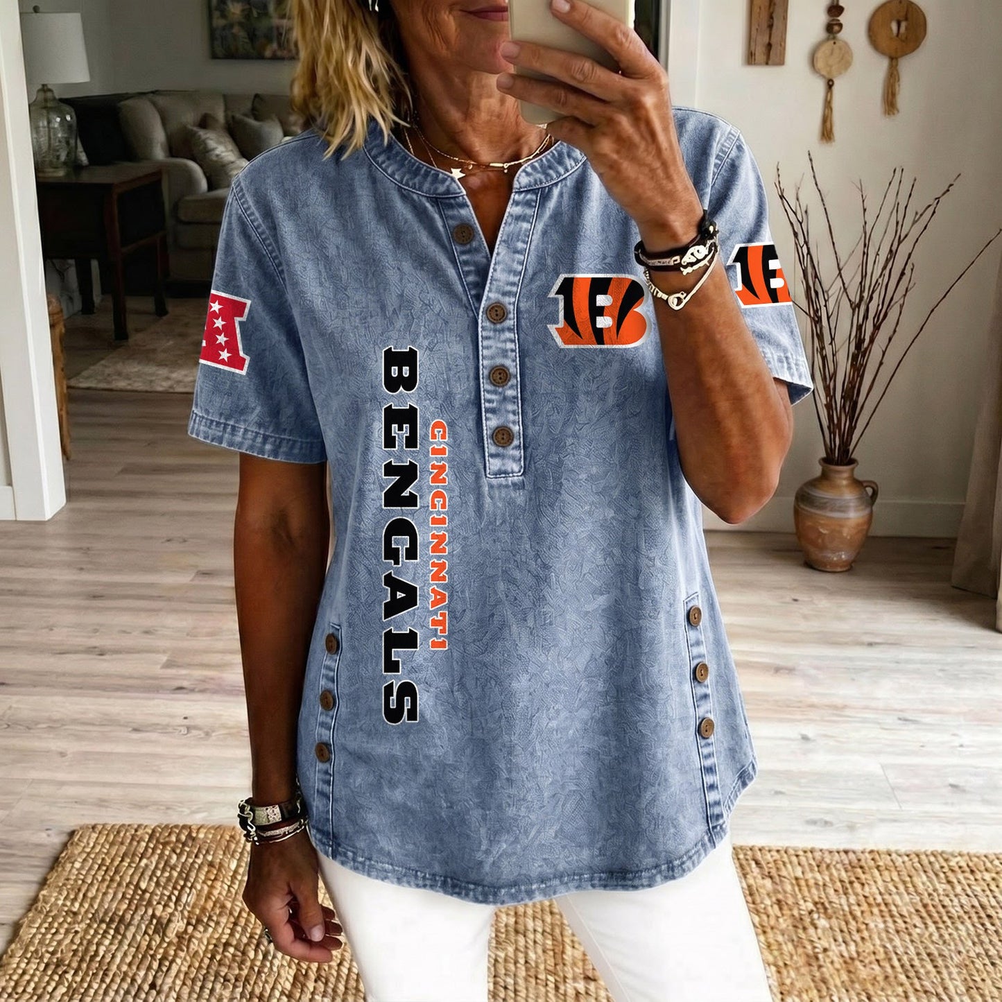 CIN x NFL Women‘s Denim Casual Tops DATND LBN 190526