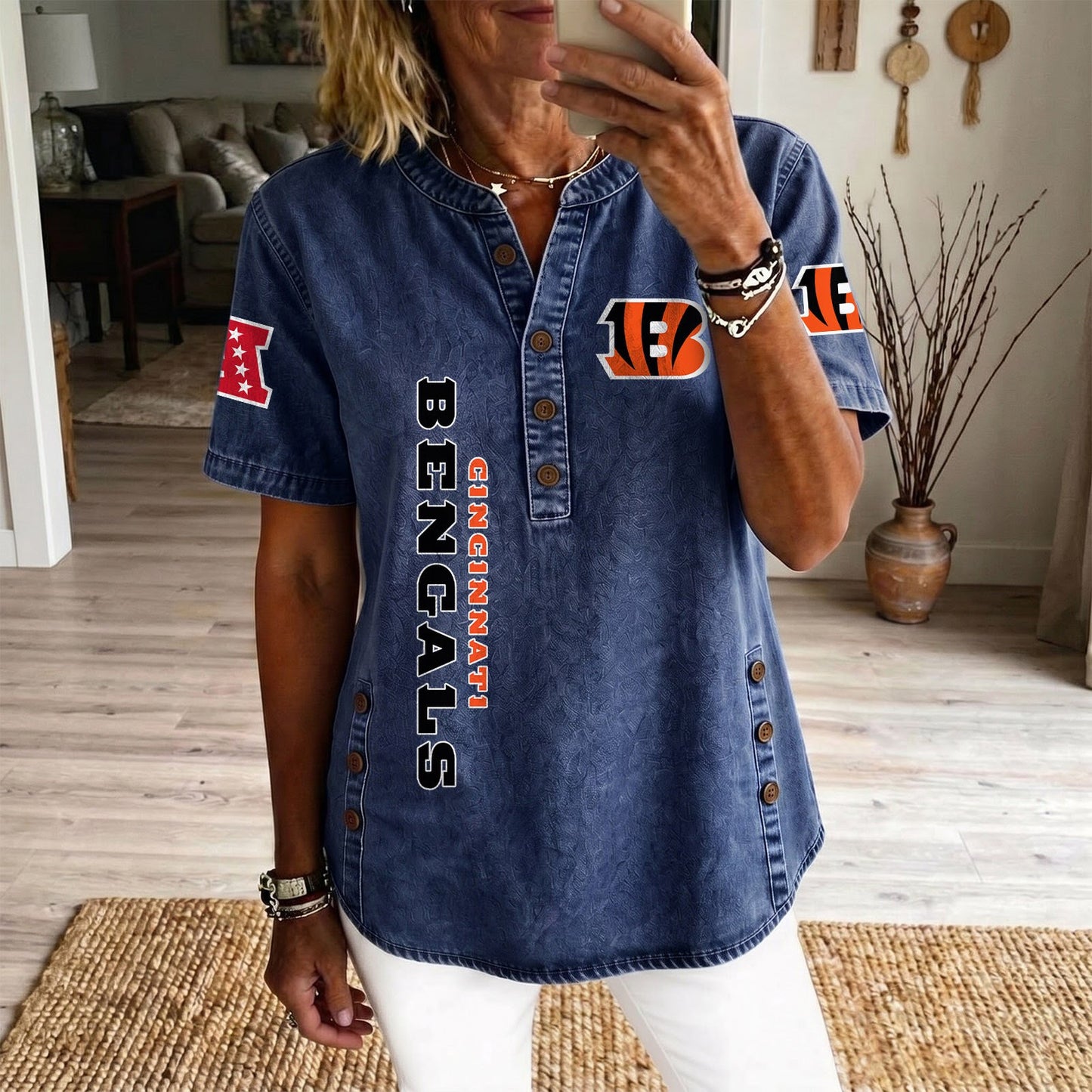 CIN x NFL Women‘s Denim Casual Tops DATND LBN 190526
