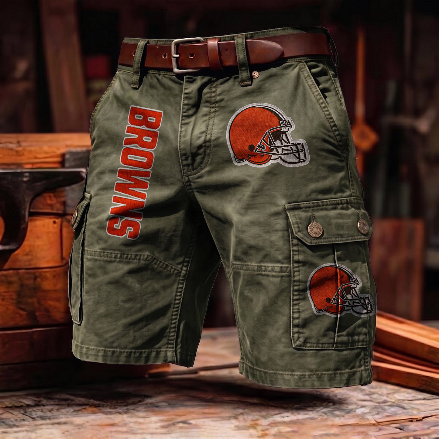 CLE x NFL Men's cotton cargo shorts 80526 LBN