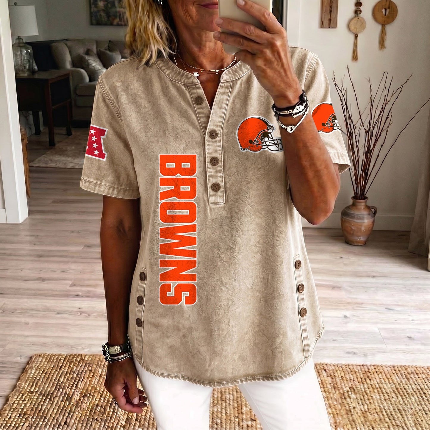 CLE x NFL Women‘s Denim Casual Tops DATND LBN 190526
