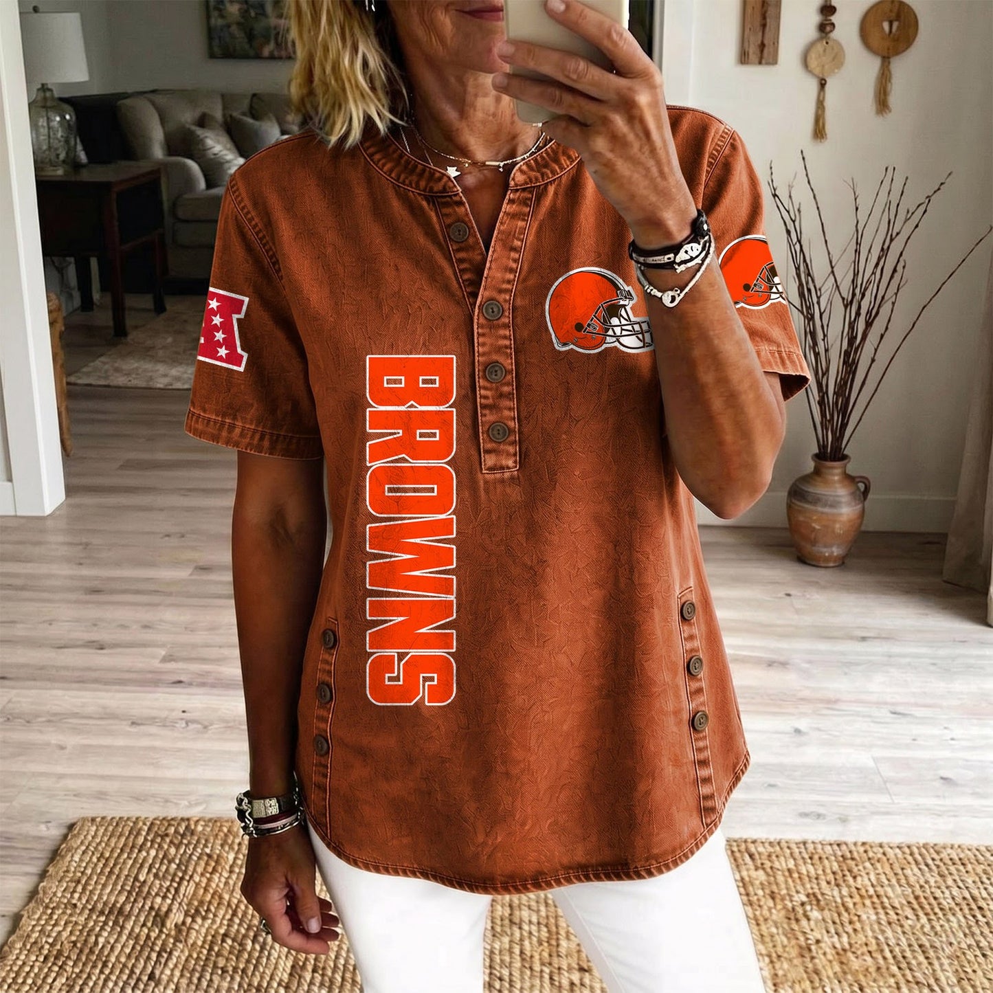 CLE x NFL Women‘s Denim Casual Tops DATND LBN 190526
