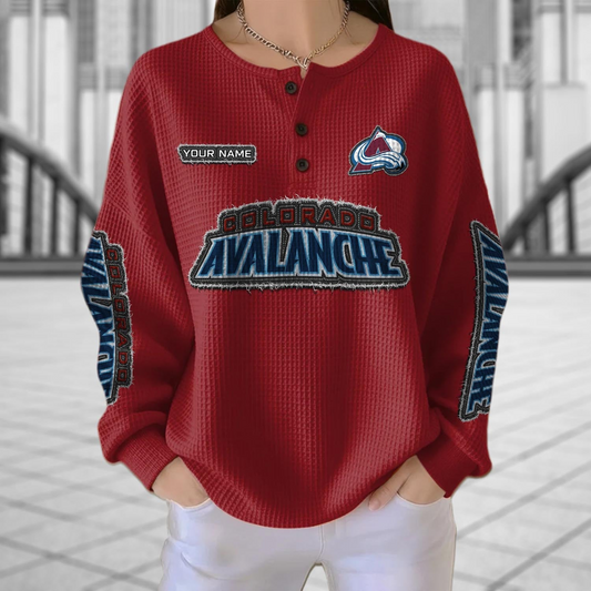 COL x NHL Personalized Waffle Knit Henley Sweatshirt 2005 DatND DVT