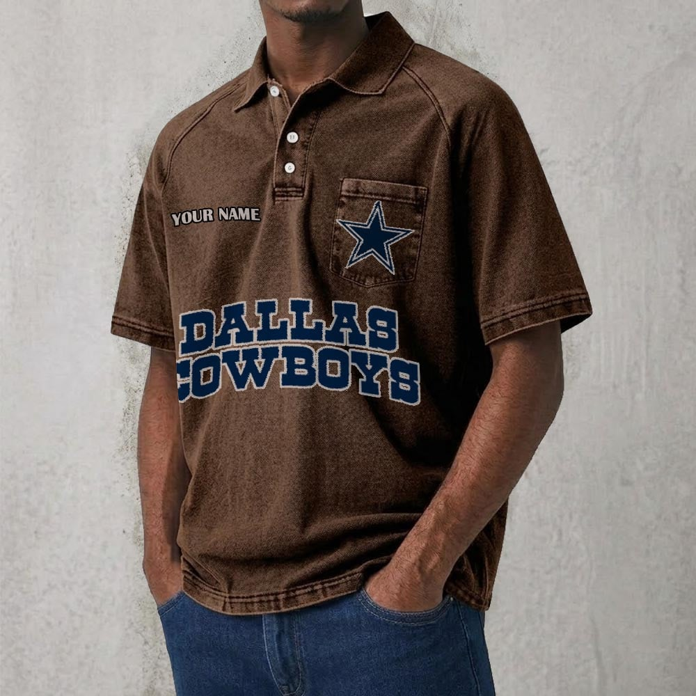 DAL x NFL Men's Distressed Turn-Down Collar Polo DATND TANTD 250526