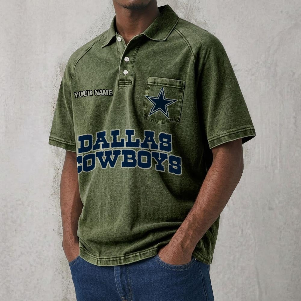 DAL x NFL Men's Distressed Turn-Down Collar Polo DATND TANTD 250526