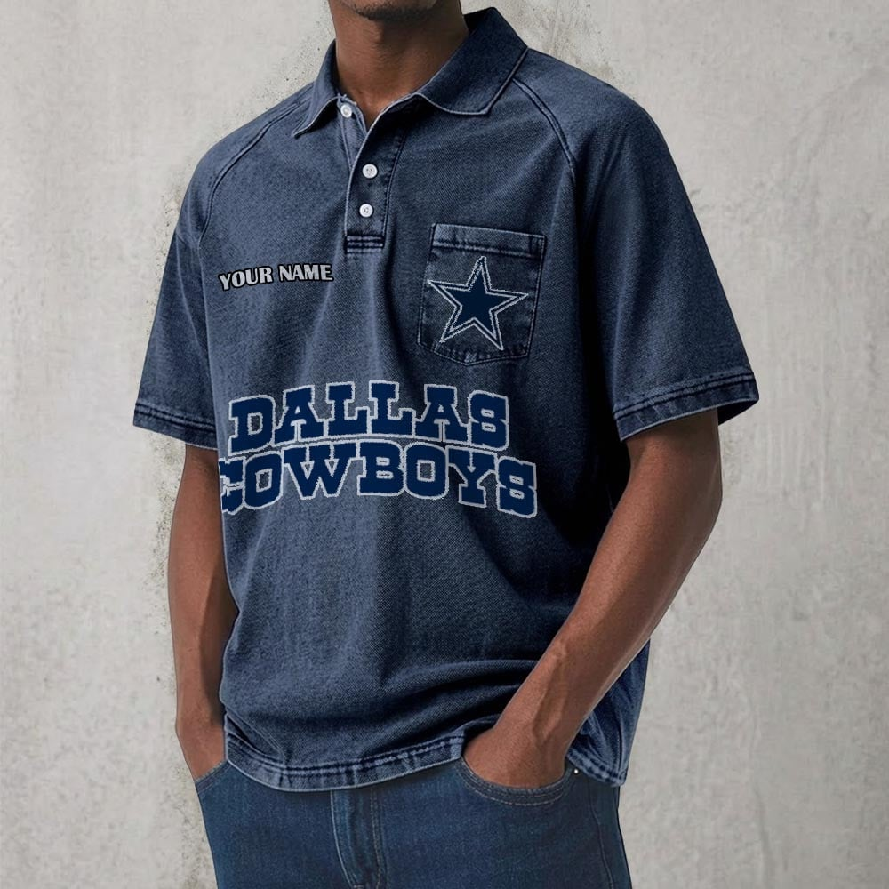 DAL x NFL Men's Distressed Turn-Down Collar Polo DATND TANTD 250526