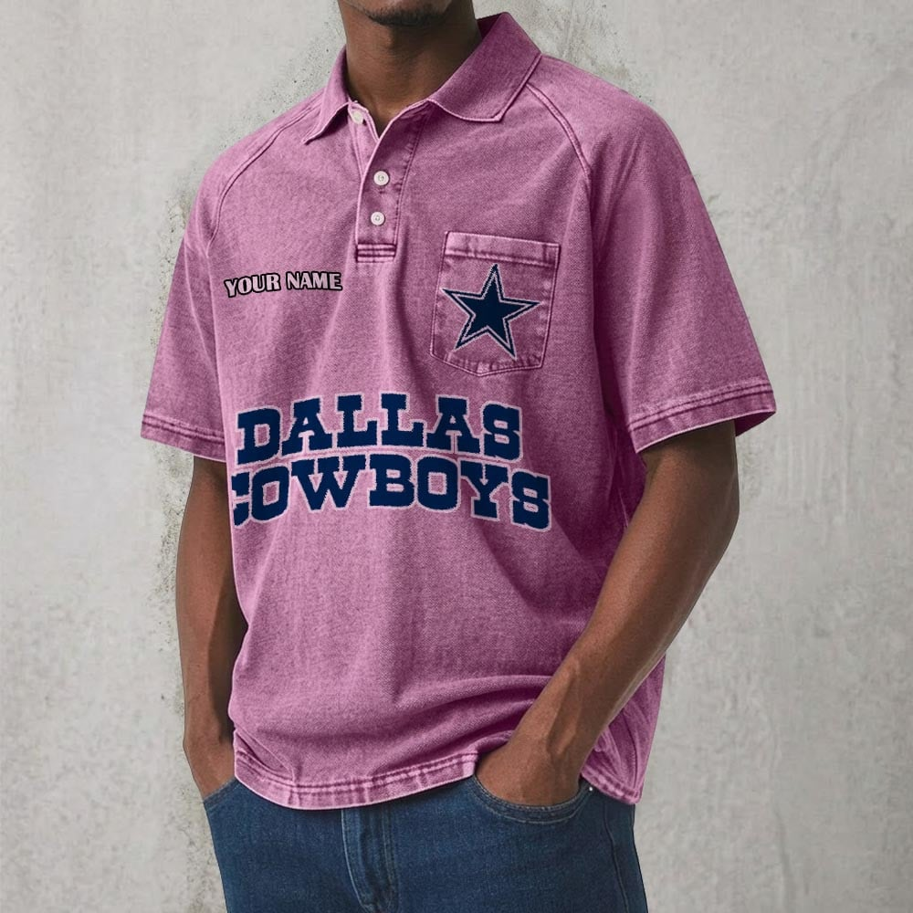 DAL x NFL Men's Distressed Turn-Down Collar Polo DATND TANTD 250526