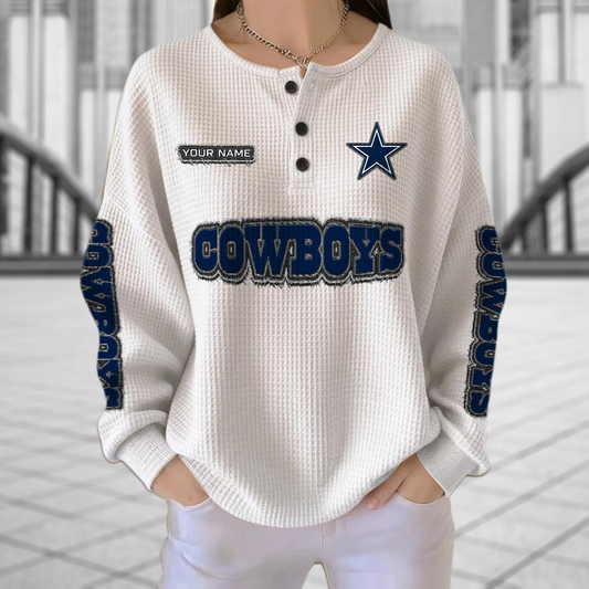 DAL x NFL Personalized Waffle Knit Henley Sweatshirt 2005 DatND DVT