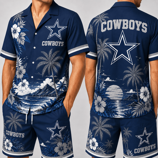 DAL x NFL Premium Championship Edition Hawaiian Shirt & Shorts Set Casual Summer Beachwear 1206
