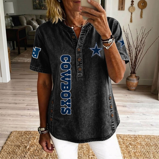DAL x NFL Women‘s Denim Casual Tops DATND LBN 190526